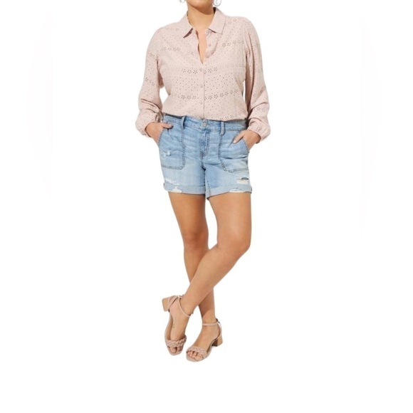 Torrid Eyelet Button Front Long Sleeve Blouse - Picture 2 of 7